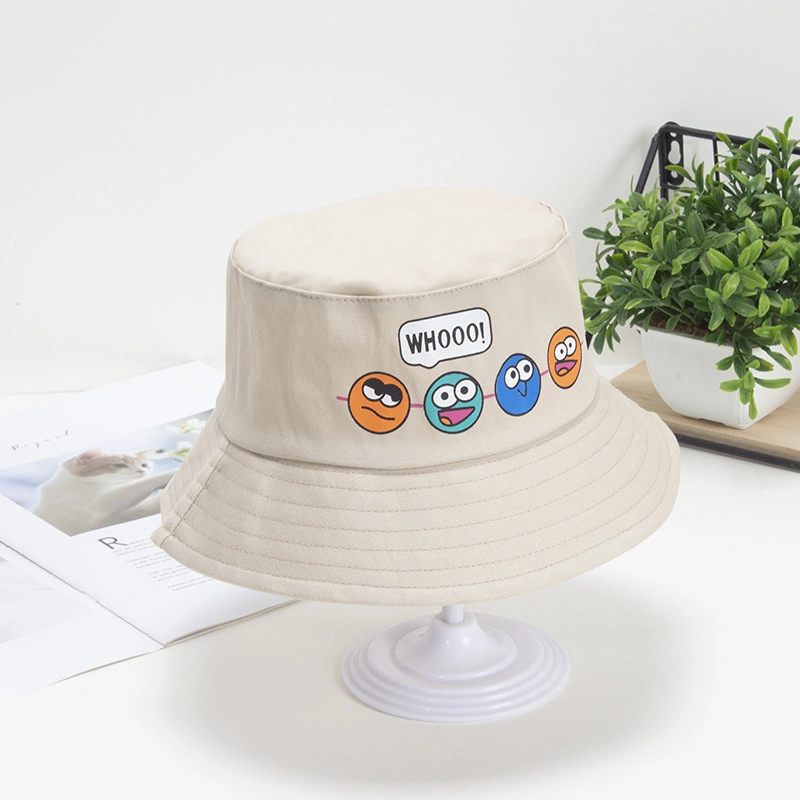 Cartoon Unisex Child Wide Brim Sun Protection Beach Cap with Adjustable Chin Strap Outdoor Play Hat