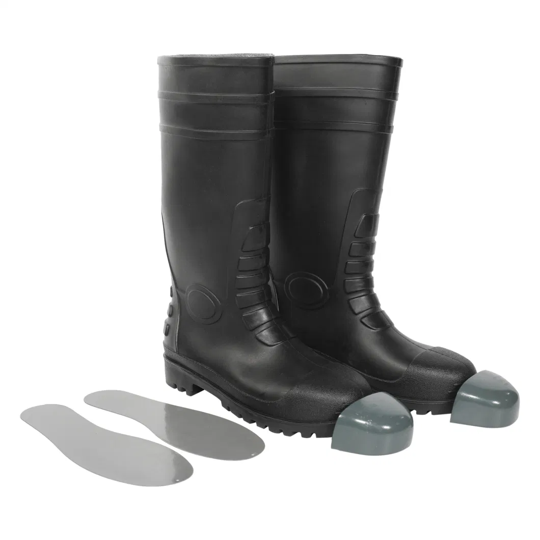 Black Industry /Steel Toe Safety Wellington Rain Rubber Waterproof Safety PVC Boots